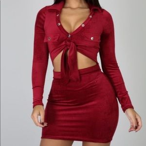 Red Velvet Corduroy Dress